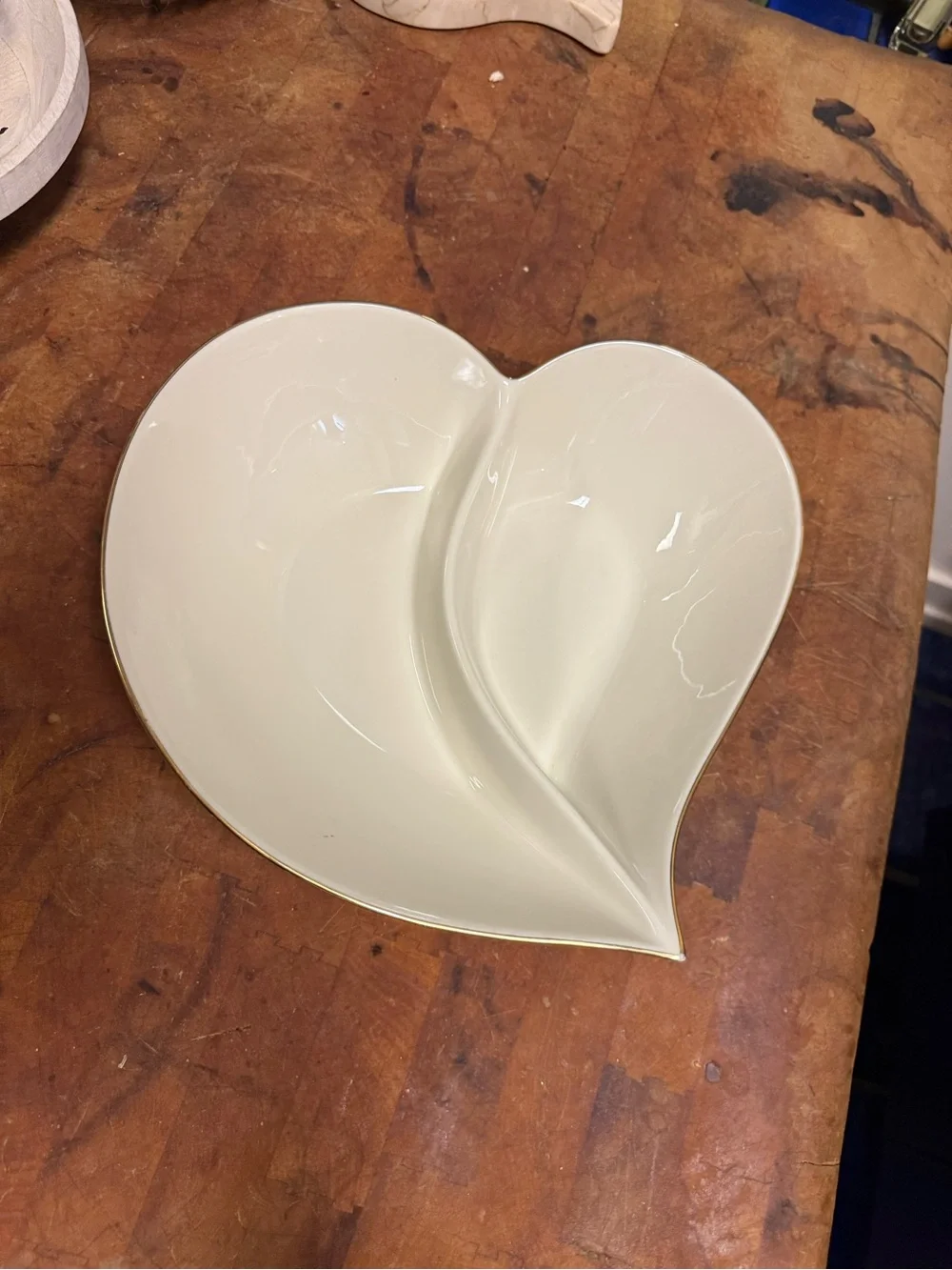 Lenox Cream Heart-Shaped Serving Bowl with Gold Trim
